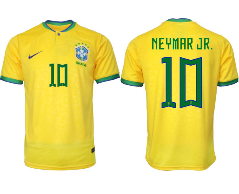 Men 2022 World Cup National Team Brazil home aaa version yellow #10 Soccer Jerseys